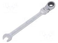 Wrench; combination spanner,with ratchet,with joint; 8mm; satin PG TOOLS