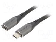 Cable; USB 3.1; USB C socket,USB C plug; 0.5m; black; PVC; 5Gbps VENTION