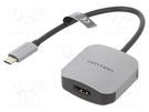 Adapter; HDMI 1.4; HDMI socket,USB C plug; 0.15m; black; grey VENTION