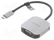 Adapter; D-Sub 15pin HD socket,USB C plug; 0.15m; black; grey VENTION