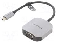 Converter; D-Sub 15pin HD socket,USB C plug; 0.15m; black VENTION