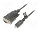 USB to RS232 converter; D-Sub 9pin plug,USB C plug; 1.2m; black LOGILINK