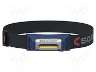 Torch: LED headtorch; 15h; L: 50mm; 40lm,400lm; IP65; cable; 6000K SCANGRIP