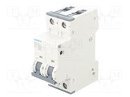 Circuit breaker; 230/400VAC; Inom: 2A; Poles: 2; Charact: B; 10kA SIEMENS