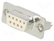 Connector: D-Sub; PIN: 9; socket; female; on PCBs,PCB snap; THT Deltron AG
