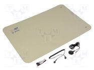 Mat: table set; ESD; L: 0.9m; W: 0.6m; Thk: 2mm; beige; 440°C ELME