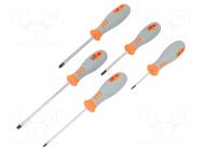 Kit: screwdrivers; Pozidriv®,slot; PZ0,PZ1,PZ2,SL 4,SL 5; 5pcs. PG TOOLS