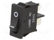 ROCKER; SPST; Pos: 2; OFF-ON; 6A/250VAC; black; Rcont max: 35mΩ; RD1 E-SWITCH