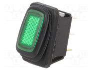 ROCKER; SPST; Pos: 2; ON-OFF; 16A/12VDC; green; IP65; Rcont max: 50mΩ SWITCH COMPONENTS
