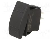 ROCKER; DPST; Pos: 2; OFF-(ON); 20A/14VDC; black; IP56; none; SRD SWITCH COMPONENTS