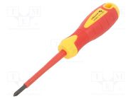 Screwdriver; insulated; Phillips; PH1; 80mm; 1kVAC; tool steel HÖGERT TECHNIK