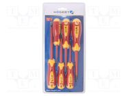 Kit: screwdrivers; insulated; 1kVAC; Phillips,slot; blister; 6pcs. HÖGERT TECHNIK