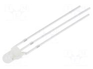 LED; red/blue; 3mm; 40°; Front: convex; 3÷15VDC; No.of term: 3; round OPTOSUPPLY