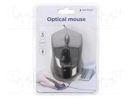 Mouse; black; USB A; optical,wired; 1.35m; No.of butt: 3 GEMBIRD