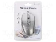 Mouse; black,grey; USB A; optical,wired; 1.35m; No.of butt: 6 GEMBIRD