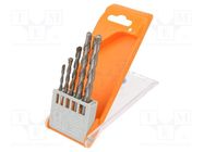 Drill set; for concrete; box; 4mm,5mm,6mm,8mm,10mm; 5pcs. PG PROFESSIONAL