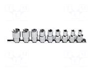 Wrench-set; Torx® socket,socket spanner; Mounting: 1/2"; 9pcs. HÖGERT TECHNIK
