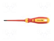 Screwdriver: insulated; slim; Pozidriv®; PZ2; 100mm; 1kVAC HÖGERT TECHNIK