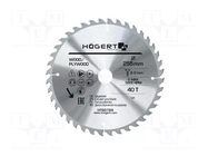 Circular saw; Ø: 255mm; Øhole: 30mm; W: 2mm; Teeth: 40 HÖGERT TECHNIK