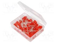 Kit: LED; THT; 8mm; 50pcs; red; 3÷15V; plastic box; 8mA; 60°; 150mcd OPTOSUPPLY