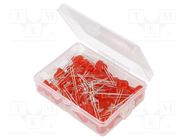 Kit: LED; THT; 8mm; 50pcs; red; 3÷15V; plastic box; 8mA; 30°; 4200mcd OPTOSUPPLY