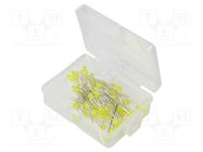 Kit: LED; THT; 3mm; 50pcs; yellow; 3÷15V; plastic box; 8mA; 40° OPTOSUPPLY