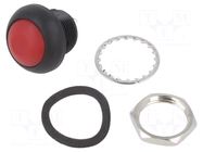 Switch: push-button; Pos: 2; SPST; 0.1A/50VDC; 0.125A/125VAC; red E-SWITCH