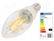 LED lamp; warm white; E14; 230VAC; 90lm,180lm,470lm; 1W,2.5W,5W PHILIPS