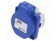 Connector: AC supply; socket; 2P+PE; 250VAC; 16A; blue; PIN: 3; IP54 PCE