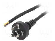 Cable; 3x0.75mm2; AS/NZS 3112 (I) plug,wires; PVC; 1m; black; 10A LIAN DUNG