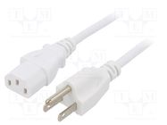 Cable; 3x18AWG; IEC C13 female,NEMA 5-15 (B) plug; PVC; 1.8m LIAN DUNG