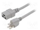 Cable; 3x14AWG; IEC C19 female,NEMA 5-15 (B) plug; PVC; 1.8m LIAN DUNG