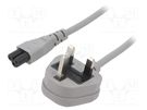 Cable; 3x0.75mm2; BS 1363 (G) plug,IEC C5 female; PVC; 1.8m; grey LIAN DUNG