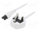 Cable; 3x0.75mm2; BS 1363 (G) plug,IEC C5 female; PVC; 1m; white LIAN DUNG