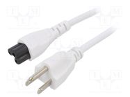 Cable; 3x18AWG; IEC C5 female,NEMA 5-15 (B) plug; PVC; 5m; white LIAN DUNG