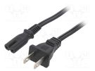 Cable; 2x18AWG; IEC C7 female,NEMA 1-15 (A) plug; PVC; 1m; black LIAN DUNG