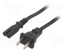Cable; 2x18AWG; IEC C7 female,NEMA 1-15 (A) plug; PVC; 3m; black LIAN DUNG