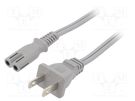 Cable; 2x18AWG; IEC C7 female,NEMA 1-15 (A) plug; PVC; 3m; grey LIAN DUNG