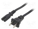 Cable; 2x18AWG; IEC C7 female,NEMA 1-15 (A) plug; PVC; 5m; black LIAN DUNG