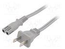 Cable; 2x18AWG; IEC C7 female,NEMA 1-15 (A) plug; PVC; 5m; grey LIAN DUNG