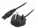 Cable; 2x0.75mm2; BS 1363 (G) plug,IEC C7 female; PVC; 3m; black LIAN DUNG