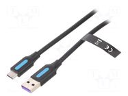 Cable; USB 2.0; USB A plug,USB C plug; 0.5m; black; 480Mbps; PVC VENTION