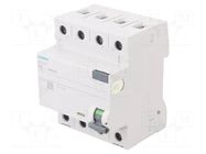 RCD breaker; Inom: 40A; Ires: 300mA; Poles: 3+N; 230/400VAC; IP20 SIEMENS