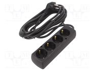 Extension lead; 3x1.5mm2; Schuko; Sockets: 4; PVC; black; Len: 5m JONEX