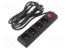 Extension lead; 3x1.5mm2; Sockets: 4; PVC; black; 3m; 16A JONEX