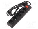 Extension lead; 3x1.5mm2; Sockets: 5; PVC; black; 3m; 16A JONEX