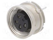 Connector: M16; socket; female; THT; PIN: 4; 6A; 150V; straight; IP40 BINDER