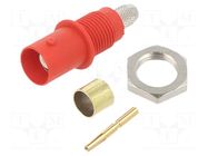 Connector: BNC; socket; red; on panel,screw,crimped STÄUBLI