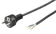 Protective Contact Cable for Assembly, 2 m, Black - safety plug hybrid (type E/F, CEE 7/7) > loose cable ends