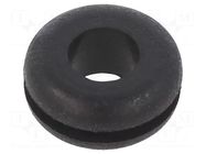 Grommet; Ømount.hole: 9.53mm; Øhole: 6.35mm; rubber; black KEYSTONE